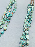 Dropdead Fab Vintage Native American Navajo Green Turquoise Sterling Silver Heishi Necklace-Nativo Arts