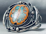 Huge Vintage Native American Navajo Walnut Wood Turquoise Inlay Sterling Silver Bracelet-Nativo Arts