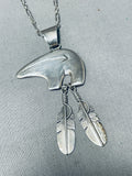 Exceptional Vintage Native American Navajo Sterling Silver Bear Necklace-Nativo Arts