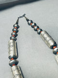 Best Native American Navajo Spiny Pyster Tubule Sterling Silver Stamped Signed Necklace-Nativo Arts