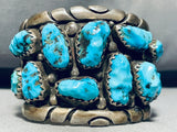 155 Grams!! Vintage Native American Navajo Turquoise Sterling Silver Bracelet Old-Nativo Arts
