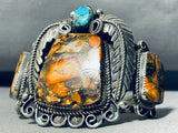 One Of The Most Unique Vintage Native American Navajo Agate Turquoise Sterling Silver Bracelet-Nativo Arts
