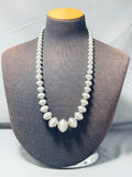 115 Grams Vintage Native American Navajo Hand Tooled Sterling Silver Bead Necklace-Nativo Arts