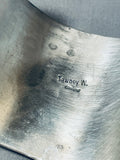 Heavy 123 Grams Native American Navajo Sun Face Sterling Silver Wide Bracelet Cuff-Nativo Arts