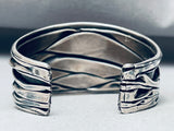 One Of The Most Unique Vintage Navajo Sterling Silver Wave Bracelet Cuff-Nativo Arts