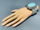 Show-stopping Vintage Santo Domingo Blue Gem Turquoise Sterling Silver Bracelet-Nativo Arts