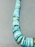 Native American 118 Grams Quality Vintage Santo Domingo Turquoise Sterling Silver Necklace-Nativo Arts