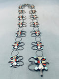 Native American Intricate Vintage Zuni Butterfly Inlay Sterling Silver Turquoise Concho Belt-Nativo Arts
