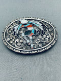 One Of The Best Ever Vintage Native American Zuni Turquoise Sterling Silver Buckle Old-Nativo Arts