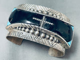Important Vintage Francisco Gomez Turquoise Onyx Inlay Sterling Silver Bracelet