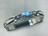 Beautiful Native American Navajo Golden Hill Turquoise Sterling Silver Signed Bracelet-Nativo Arts