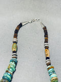 Riveting Native American Navajo Flat Turquoise Heishi Sterling Silver Necklace-Nativo Arts