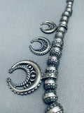 Fabulous Vintage Sturdy Sterling Silver Squash Blossom Necklace-Nativo Arts