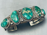Oine Of The Finest Vitnage Native American Navajo Candelaria Turquoise Sterling Silver Bracelet