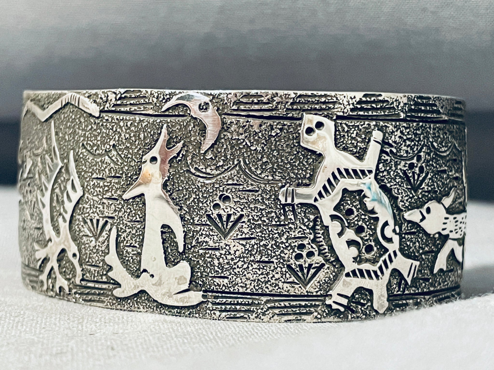 Fascinating Signed Native American Navajo Sterling Silver Multi