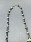 Native American Fascinating Vintage Santo Domingo Kingman Turquoise Chunks Silver Necklace-Nativo Arts