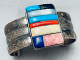 One Of The Best Vintage Native American Navajo Inlay Sterling Silver Bracelet-Nativo Arts