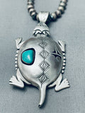 Important Vintage Native American Navajo Toad Sterling Silver Turquoise Necklace-Nativo Arts