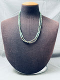 Green Heishi Turquoise Navajo Sterling Silver Necklace