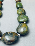 Big Chunky Vintage Native American Navajo Green Turquoise Sterling Silver Necklace-Nativo Arts