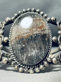 Foggy Petrified Wood Vintage Native American Navajo Sterling Silver Bracelet Old-Nativo Arts