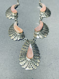Dropdead Gorgeous Vintage Native American Navajo Pink Shell Sterling Silver Necklace-Nativo Arts