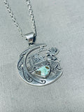 Rare Native American Navajo Signed Royston Turquoise Sterling Silver Kokopelli Necklace-Nativo Arts