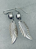 One Of The Best Vintage Native American Navajo Onyx Sterling Silver Earrings-Nativo Arts