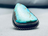 Sturdy 19 Grams Vintage Native American Navajo Triangle Turquoise Sterling Silver Ring Old-Nativo Arts