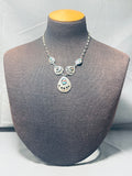 Superior Vintage Native American Navajo Turquoise Inlay Sterling Silver Necklace-Nativo Arts