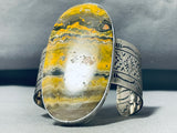 Gargantuan Native American Navajo Honeybee Sterling Silver Handstamped Bracelet-Nativo Arts