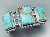 One Of Best Ever Vintage Native American Navajo Squared #8 Turquoise Sterling Silver Bracelet-Nativo Arts