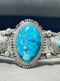 Sparkling Native American Navajo Blue Diamond Turquoise Sterling Silver Bracelet-Nativo Arts