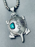 Important Vintage Native American Navajo Toad Sterling Silver Turquoise Necklace-Nativo Arts