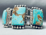 Helen Harrison Vintage Native American Navajo Squared Turquoise Sterling Silver Bracelet