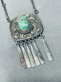 One Of The Finest Vintage Native American Navajo Carico Lake Turquoise Sterling Silver Necklace-Nativo Arts