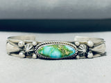 Signed Native American Navajo Carico Lake Turquoise Sterling Silver Bracelet-Nativo Arts