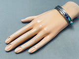 Del Vandever Vintage Native American Navajo Inlay Sterling Silver Feather Bracelet-Nativo Arts