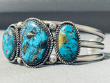 Incomparable Vintage Native American Navajo Smoky Bisbee Turquoise Sterling Silver Bracelet-Nativo Arts