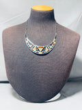 Marylita Boone! Vintage Native American Zuni Inlay Turquoise Sterling Silver Necklace-Nativo Arts