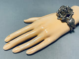 3d Rose!! Vintage Southwest Sterling Silver Bracelet Cuff Old-Nativo Arts