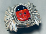 Ladybug!!!!!!! Vintage Native American Navajo Sterling Silver Flank Bracelet-Nativo Arts