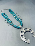 198 Grams Native American Navajo Turquoise Sterling Silver Squahs Blossom Necklace-Nativo Arts