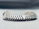 Thicker Serrated Vintage Native American Navajo Sterling Silver Bracelet Cuff-Nativo Arts