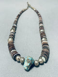 Native American Amazing Vintage Santo Domingo Blue Gem Turquoise Sterling Silver Necklace-Nativo Arts