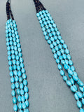 Footballs Of Turquoise Vintage Navajo Sterling Silver Heishi Necklace-Nativo Arts