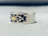 Amazing Vintage Native American Navajo 14k Gold Sterling Silver Geometric Ring-Nativo Arts