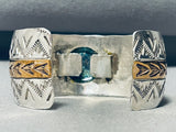 One Of The Most Unique Vintage Native American Navajo Chrysocolla Sterling Silver Bracelet-Nativo Arts