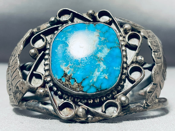 One Of The Best Vintage Native American Navajo Old Morenci Turquoise Sterling Silver Bracelet-Nativo Arts