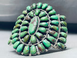 Incredible Vintage Native American Navajo Green Turquoise Cluster Sterling Silver Bracelet-Nativo Arts